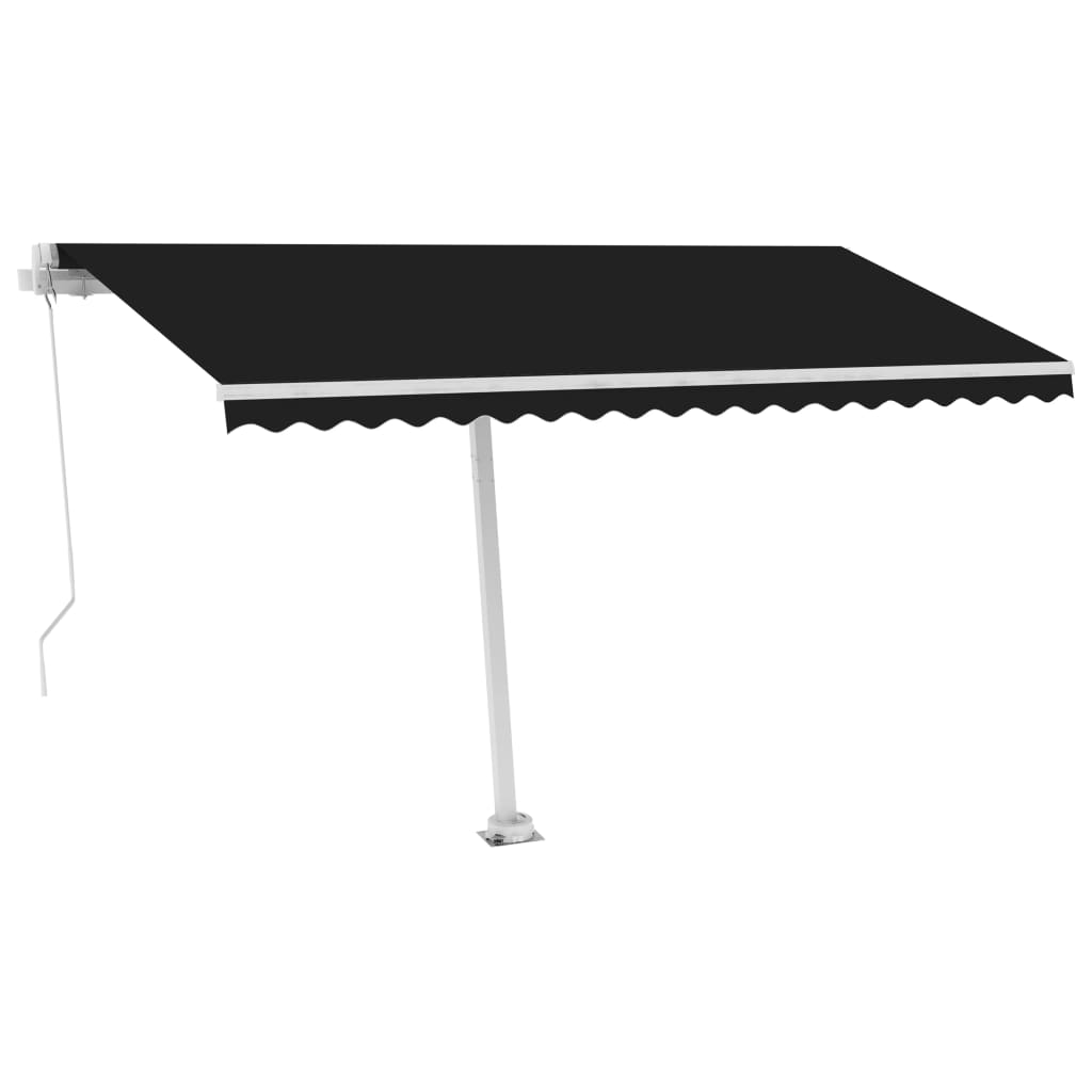 Tenda da Sole Retrattile Manuale LED 450x350 cm Antracite - homemem39