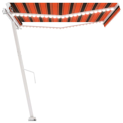 Tenda da Sole Retrattile Manuale LED 450x350 cm Arancio Marrone