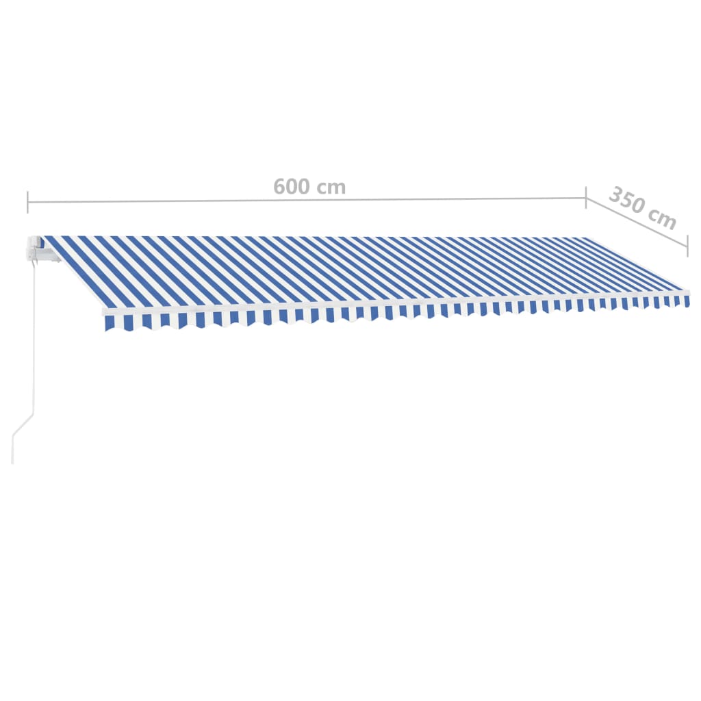 Tenda da Sole Autoportante Manuale 600x350 cm Blu Bianca