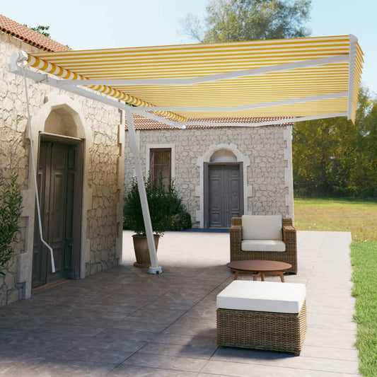 Tenda da Sole Autoportante Manuale 600x350 cm Gialla Bianca