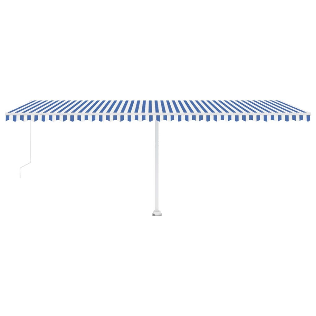 Tenda da Sole Retrattile Manuale con LED 600x350 cm Blu Bianco - homemem39