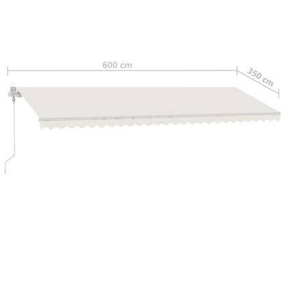 Tenda da Sole Retrattile Manuale con LED 600x350 cm Crema