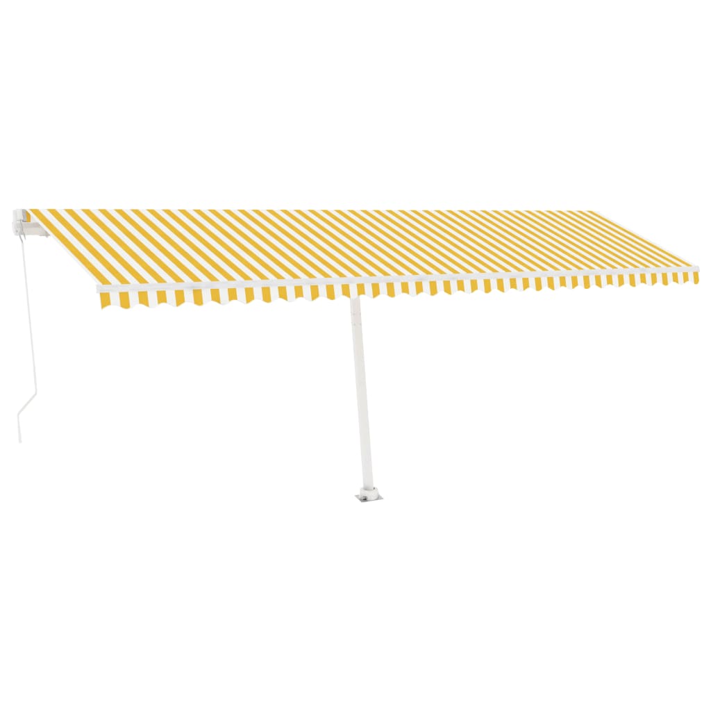 Tenda da Sole Retrattile Manuale LED 600x350 cm Giallo Bianco