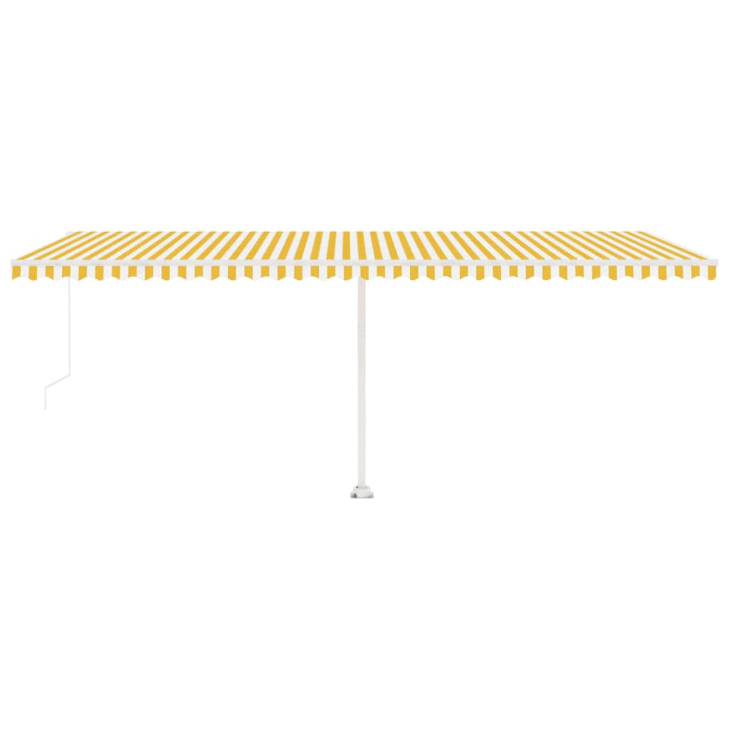 Tenda da Sole Retrattile Manuale LED 600x350 cm Giallo Bianco