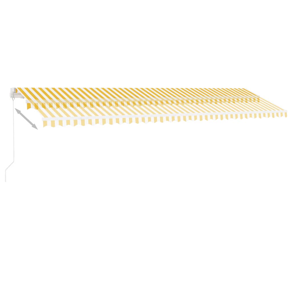 Tenda da Sole Retrattile Manuale LED 600x350 cm Giallo Bianco - homemem39