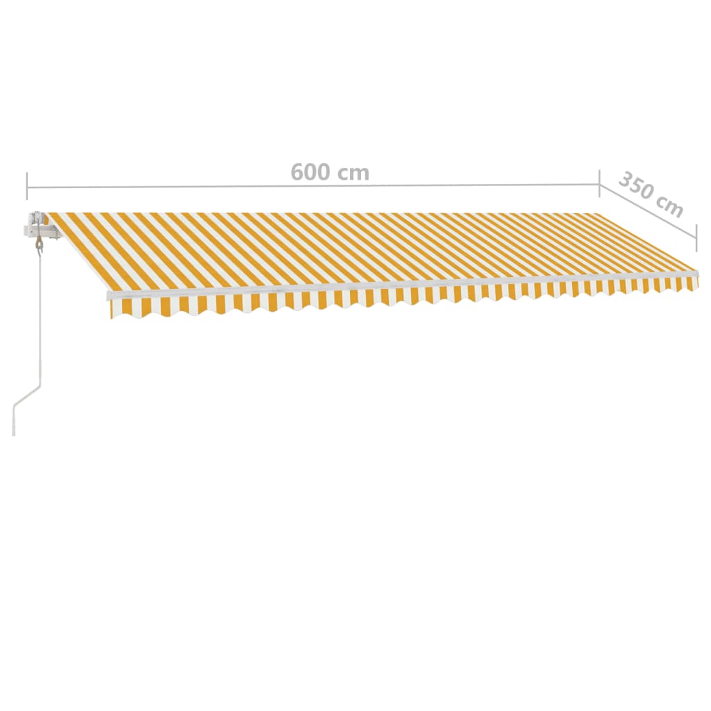 Tenda da Sole Retrattile Manuale LED 600x350 cm Giallo Bianco