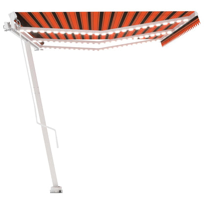 Tenda da Sole Retrattile Manuale LED 600x350 cm Arancio Marrone