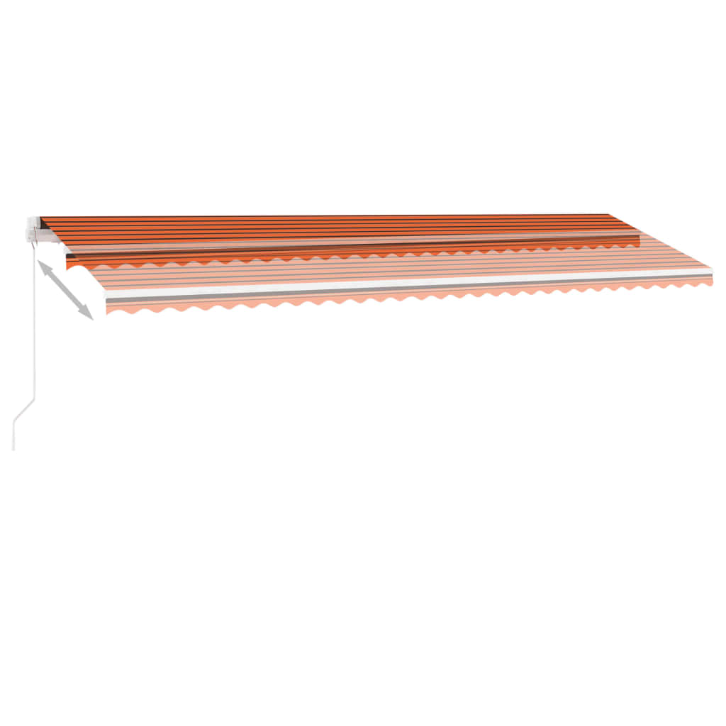 Tenda da Sole Retrattile Manuale LED 600x350 cm Arancio Marrone