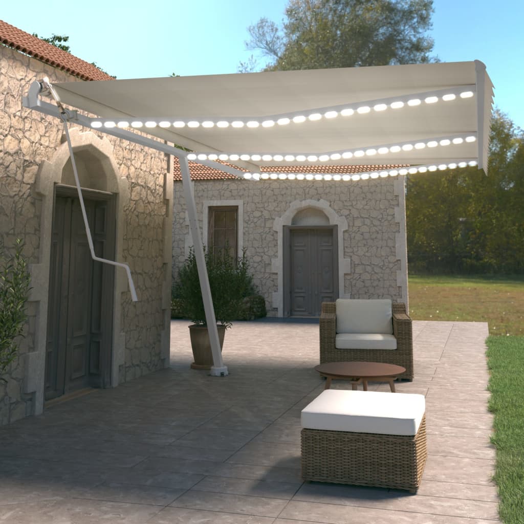 Tenda Automatica con Sensore Vento e LED 600x350 cm Crema