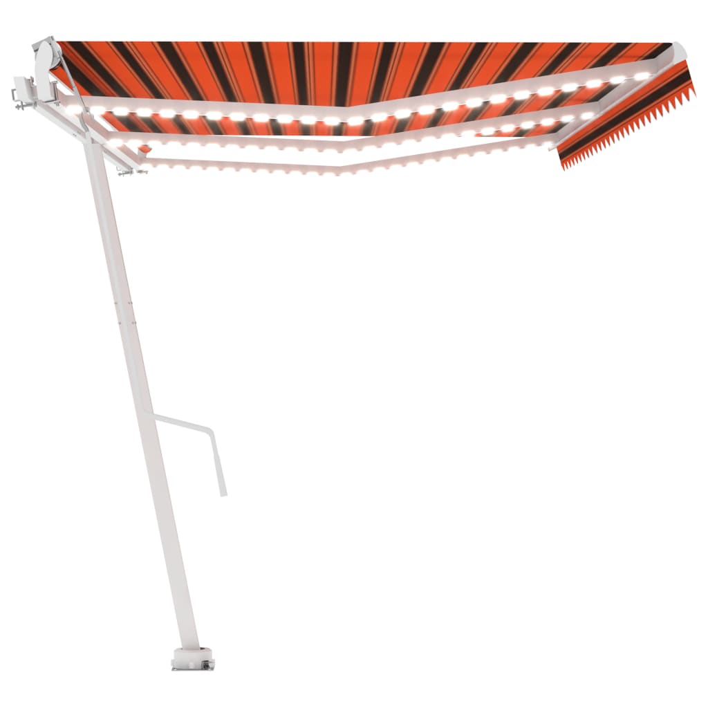 Tenda Automatica Sensore Vento e LED 600x350 cm Arancio Marrone