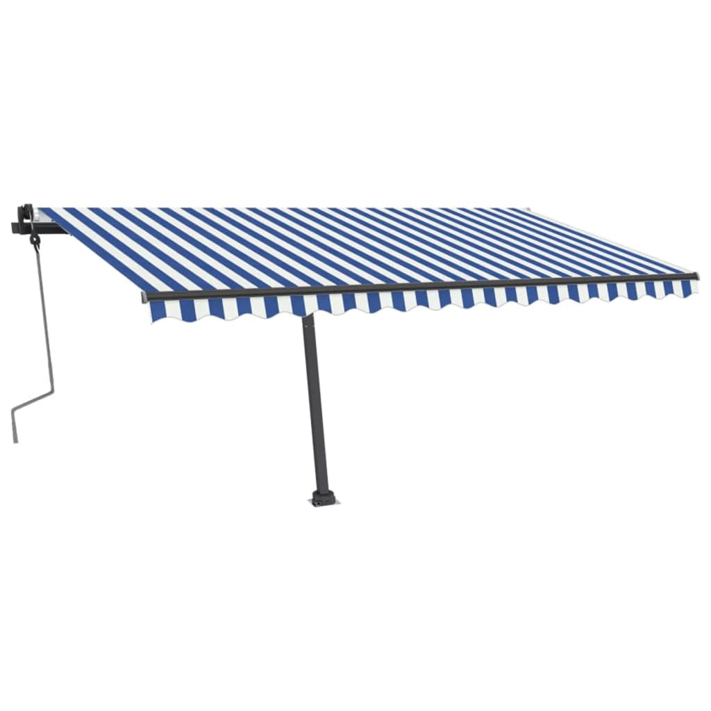 Tenda Retrattile Manuale Autoportante 400x300 cm Blu/Bianco - homemem39