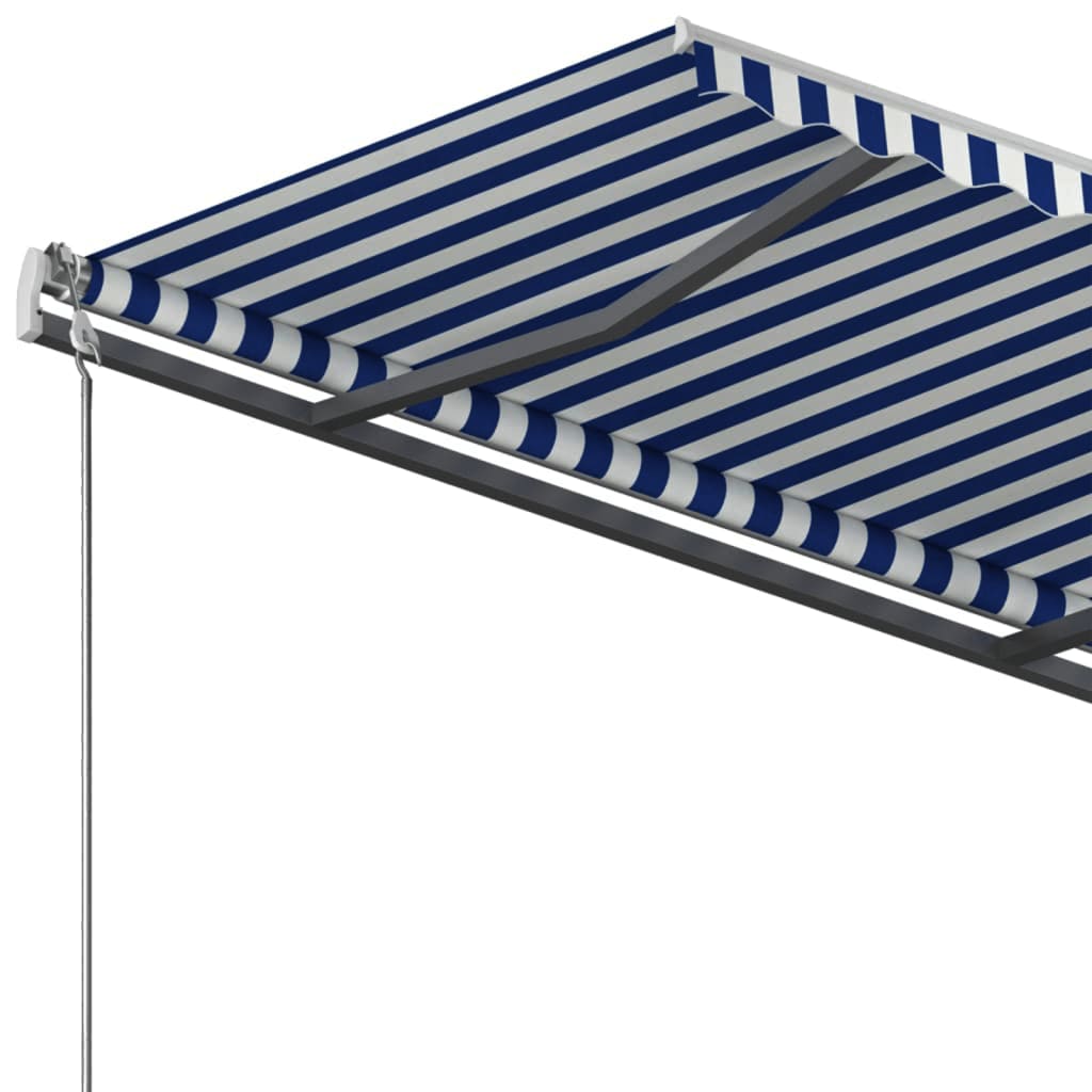 Tenda Retrattile Manuale con Palo 400x350 cm Blu/Bianco - homemem39