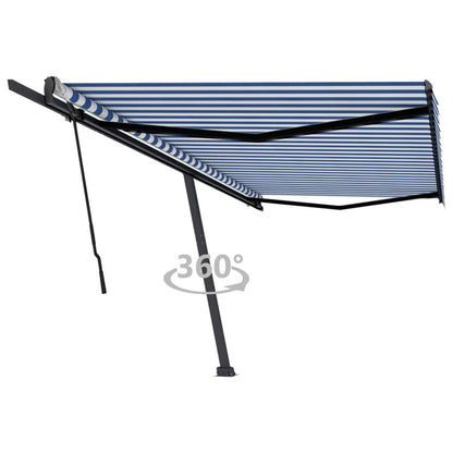 Tenda da Sole Manuale Autoportante 500x350 cm Blu/Bianca - homemem39