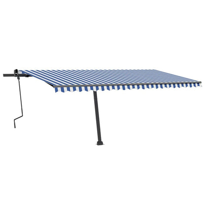 Tenda da Sole Manuale Autoportante 500x350 cm Blu/Bianca - homemem39