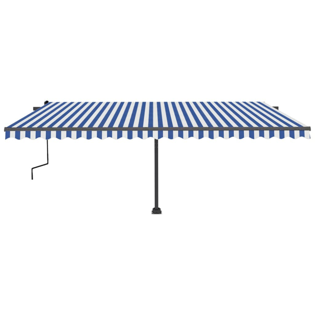 Tenda da Sole Manuale Autoportante 500x350 cm Blu/Bianca - homemem39