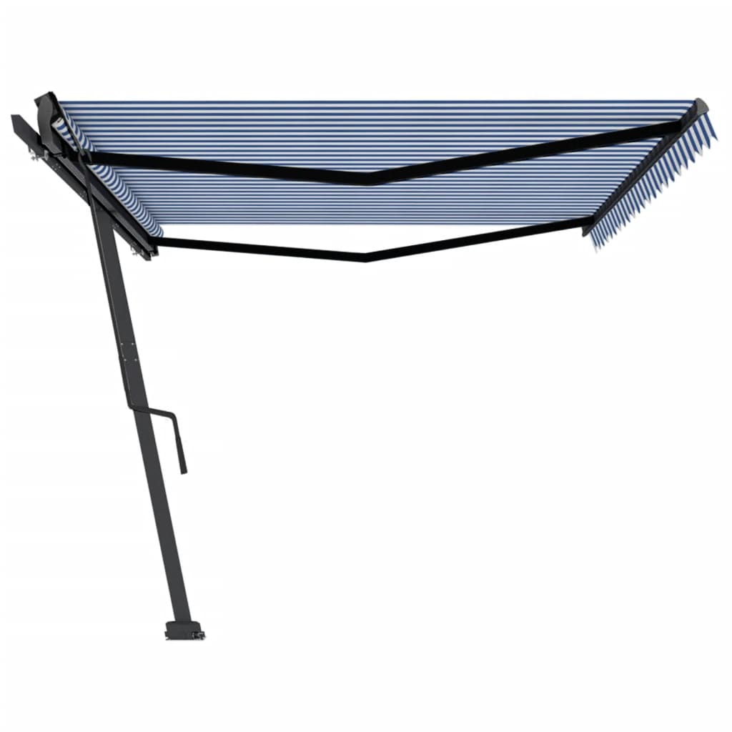 Tenda da Sole Manuale Autoportante 500x350 cm Blu/Bianca - homemem39