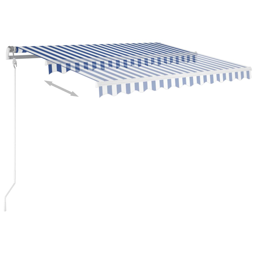 Tenda da Sole Retrattile Manuale con Pali 3x2,5 m Blu e Bianca - homemem39