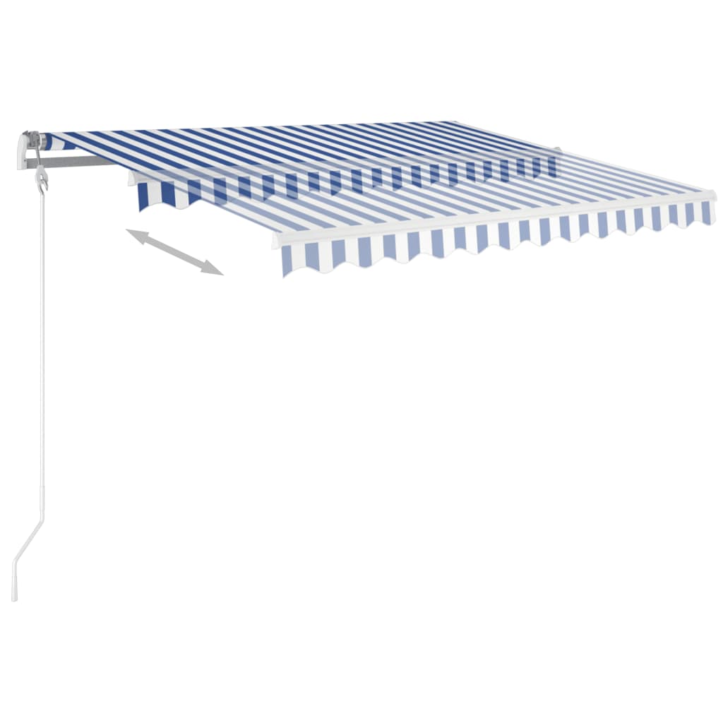 Tenda da Sole Retrattile Manuale con LED 3x2,5 m Blu e Bianco