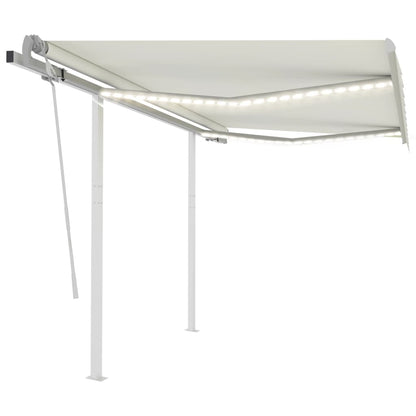 Tenda da Sole Retrattile Manuale con LED 3x2,5 m Crema - homemem39