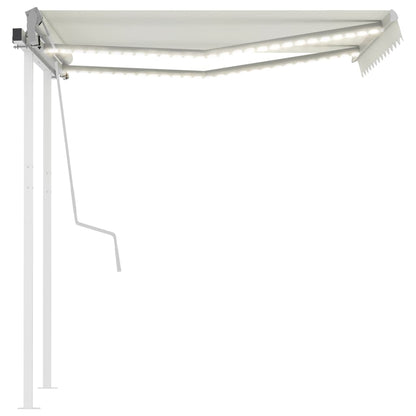 Tenda da Sole Retrattile Manuale con LED 3x2,5 m Crema - homemem39