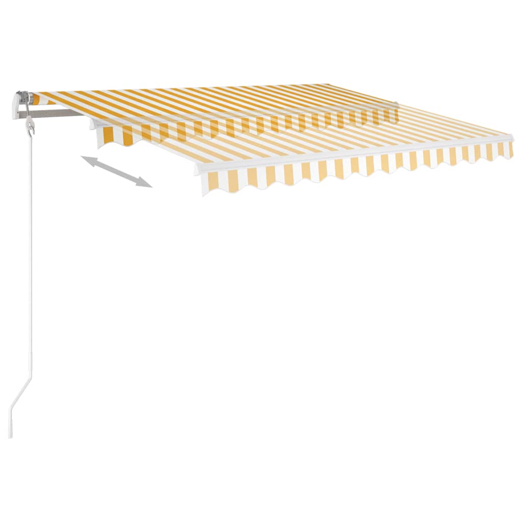 Tenda da Sole Retrattile Manuale con LED 3x2,5m Gialla Bianca - homemem39