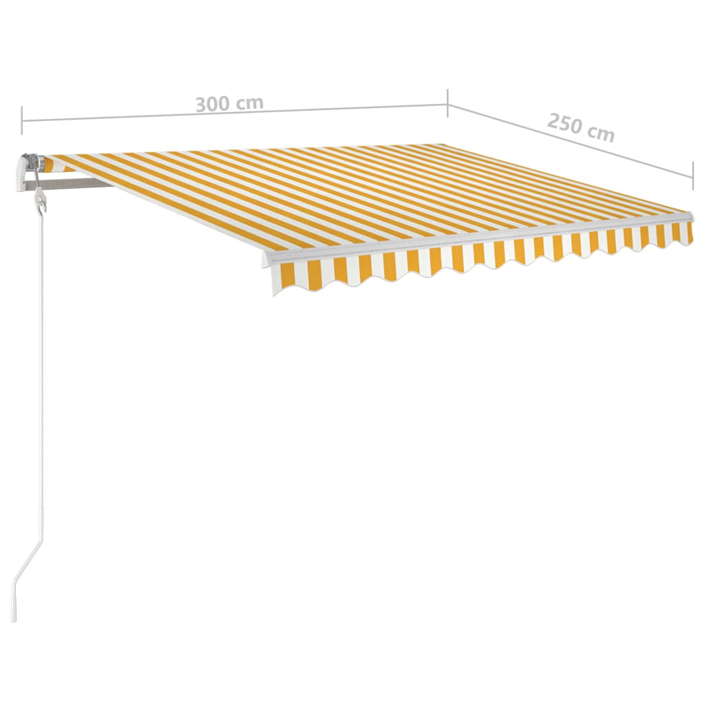 Tenda da Sole Retrattile Manuale con LED 3x2,5m Gialla Bianca - homemem39