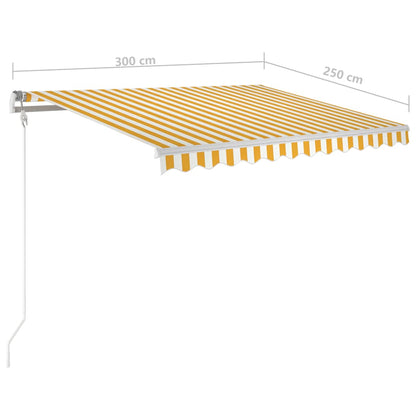 Tenda da Sole Retrattile Manuale con LED 3x2,5m Gialla Bianca