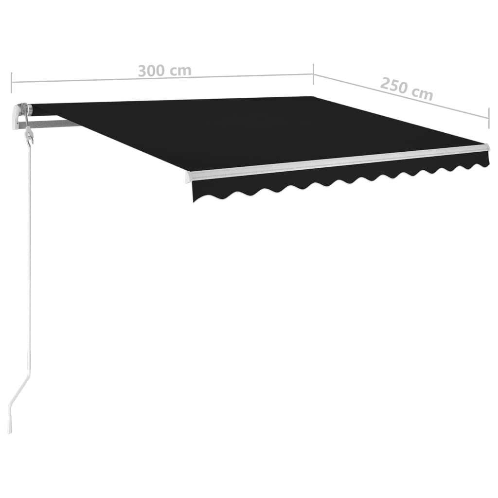 Tenda da Sole Retrattile Manuale con LED 3x2,5m Antracite - homemem39