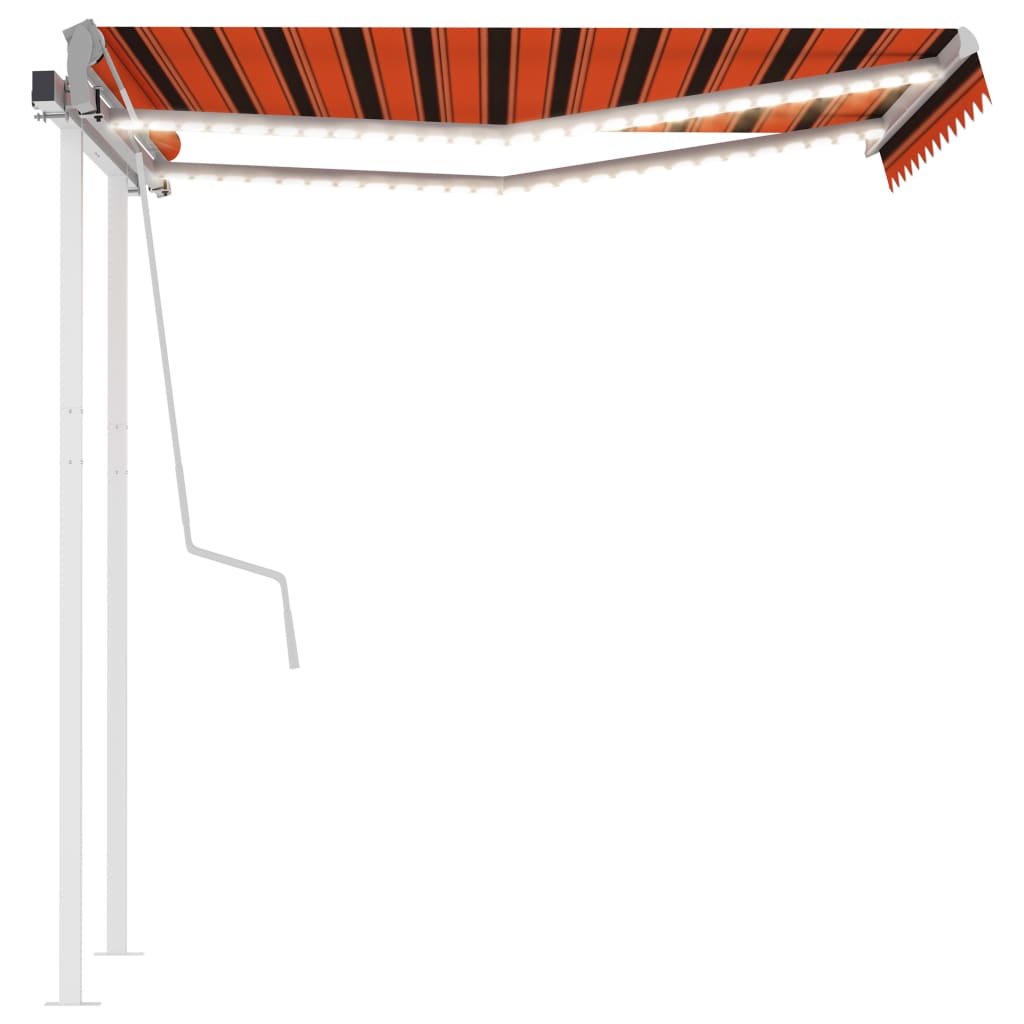 Tenda da Sole Retrattile Manuale LED 3x2,5cm Arancio Marrone