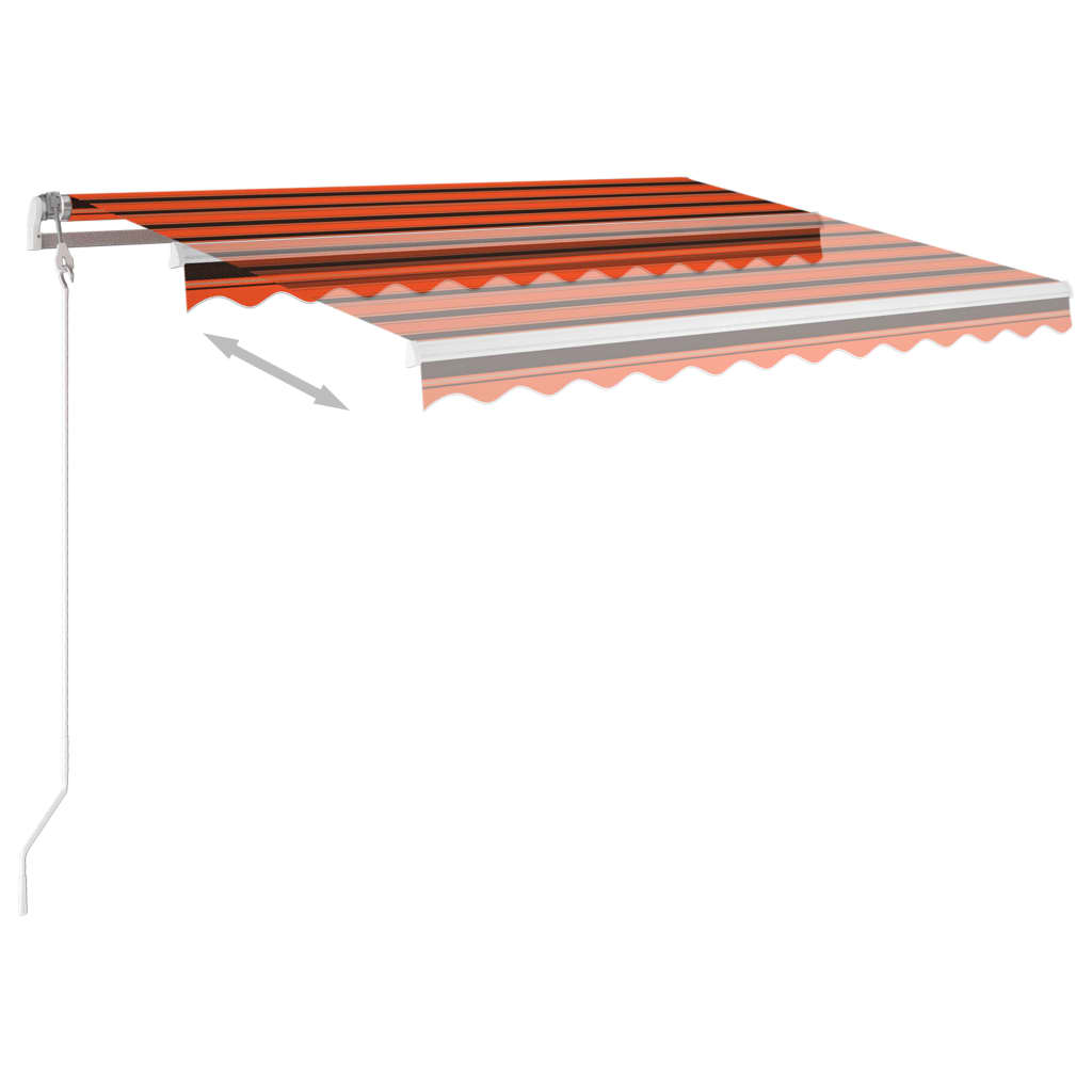 Tenda da Sole Retrattile Manuale LED 3x2,5cm Arancio Marrone - homemem39