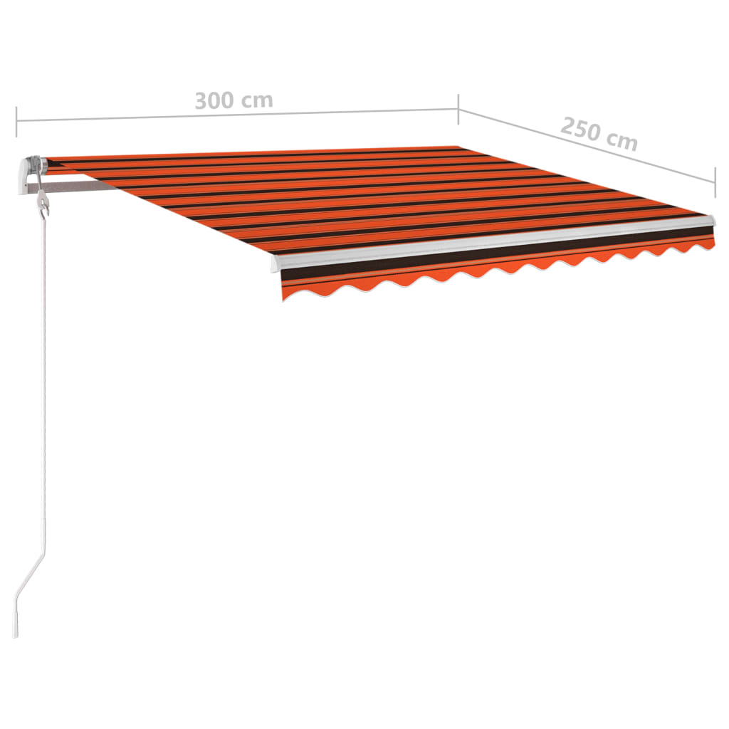 Tenda da Sole Retrattile Manuale LED 3x2,5cm Arancio Marrone - homemem39