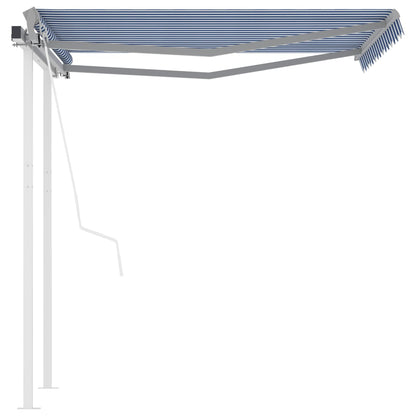 Tenda da Sole Retrattile Automatica con Pali 3x2,5m Blu Bianca