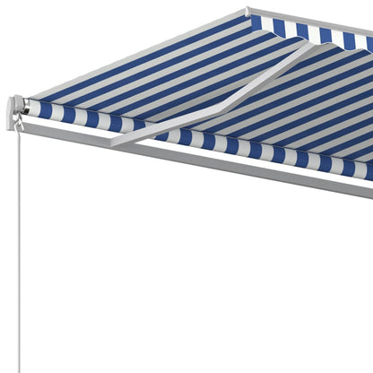 Tenda da Sole Retrattile Automatica con Pali 3x2,5m Blu Bianca - homemem39