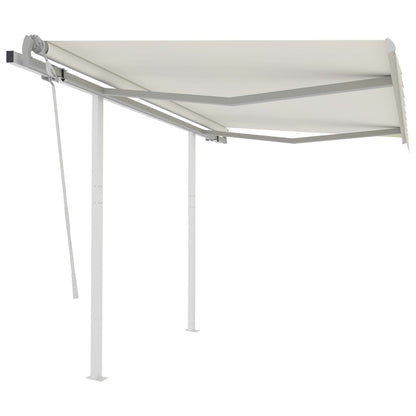 Tenda da Sole Retrattile Manuale con Pali 3,5x2,5 m Crema