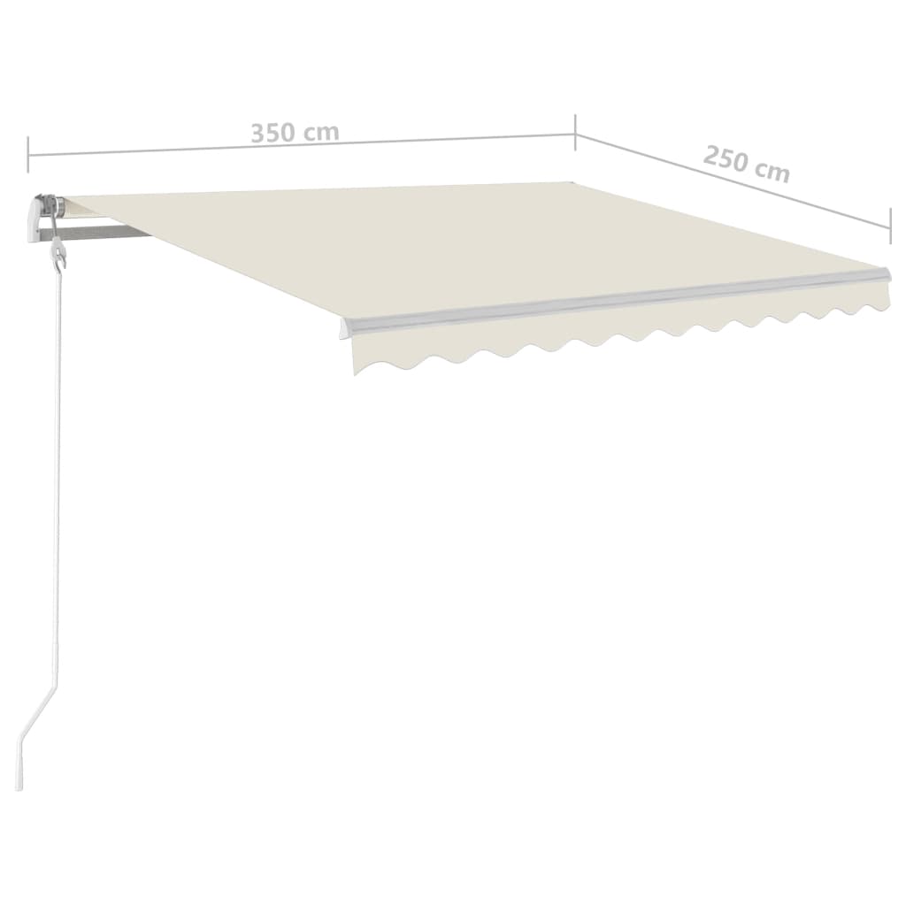 Tenda da Sole Retrattile Manuale con Pali 3,5x2,5 m Crema