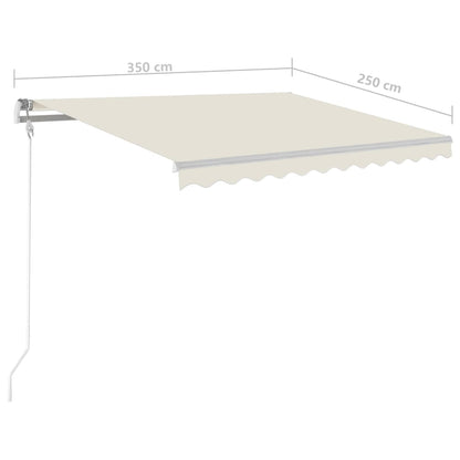 Tenda da Sole Retrattile Manuale con Pali 3,5x2,5 m Crema