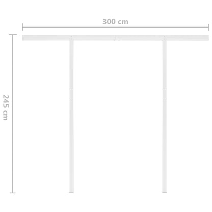 Tenda da Sole Retrattile Manuale e Pali 3,5x2,5m Gialla Bianca