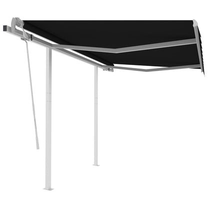 Tenda da Sole Retrattile Manuale con Pali 3,5x2,5m Antracite