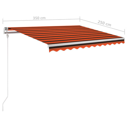 Tenda Retrattile Manuale con Pali 3,5x2,5m Arancio e Marrone