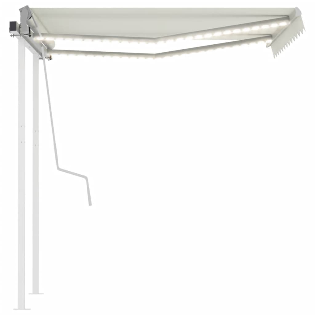 Tenda da Sole Retrattile Manuale con LED 3,5x2,5 m Crema - homemem39