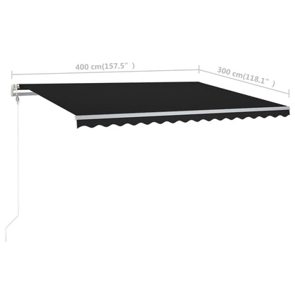 Tenda da Sole Retrattile Manuale con Pali 4x3 m Antracite