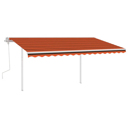 Tenda da Sole Retrattile Manuale con Pali 4x3m Arancio Marrone