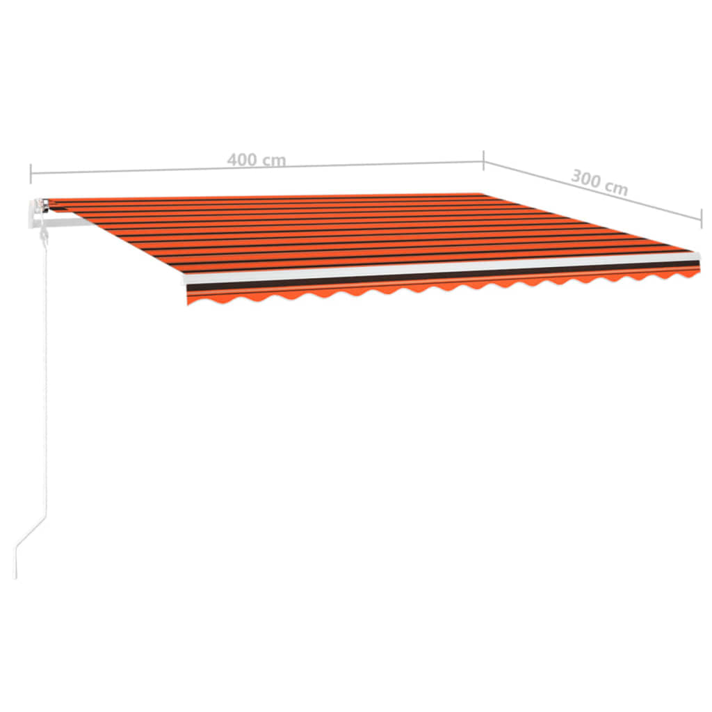 Tenda da Sole Retrattile Manuale con Pali 4x3m Arancio Marrone