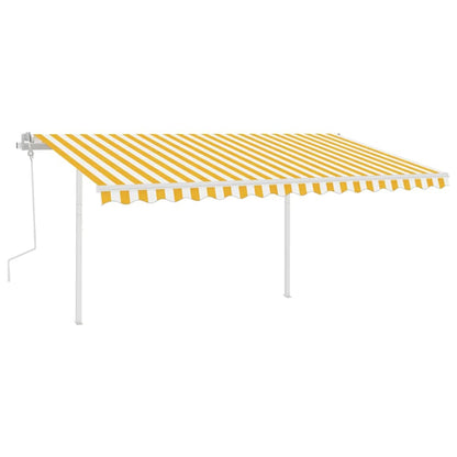 Tenda da Sole Retrattile Manuale con LED 4x3 m Gialla e Bianca - homemem39