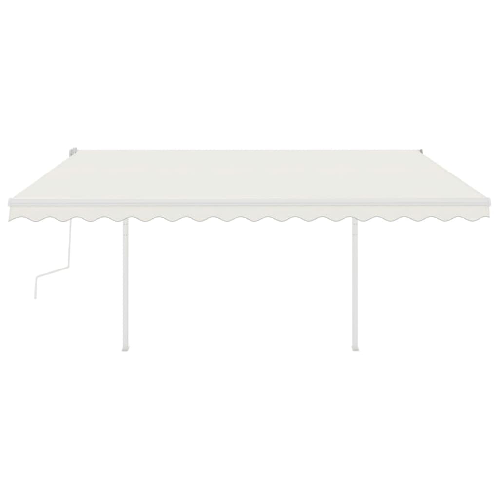 Tenda da Sole Retrattile Manuale con Pali 4,5x3 m Crema