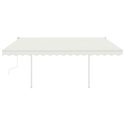 Tenda da Sole Retrattile Manuale con Pali 4,5x3 m Crema