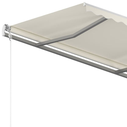 Tenda da Sole Retrattile Manuale con Pali 4,5x3 m Crema