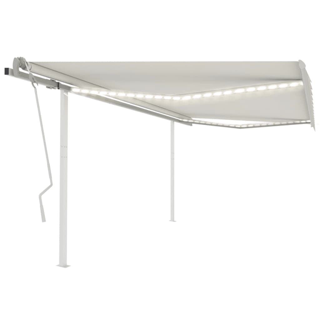 Tenda da Sole Retrattile Manuale con LED 4,5x3 m Crema - homemem39