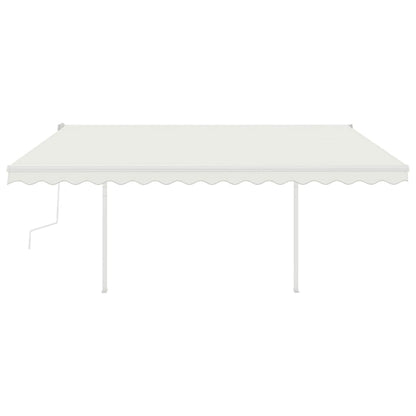 Tenda da Sole Retrattile Manuale con LED 4,5x3 m Crema - homemem39