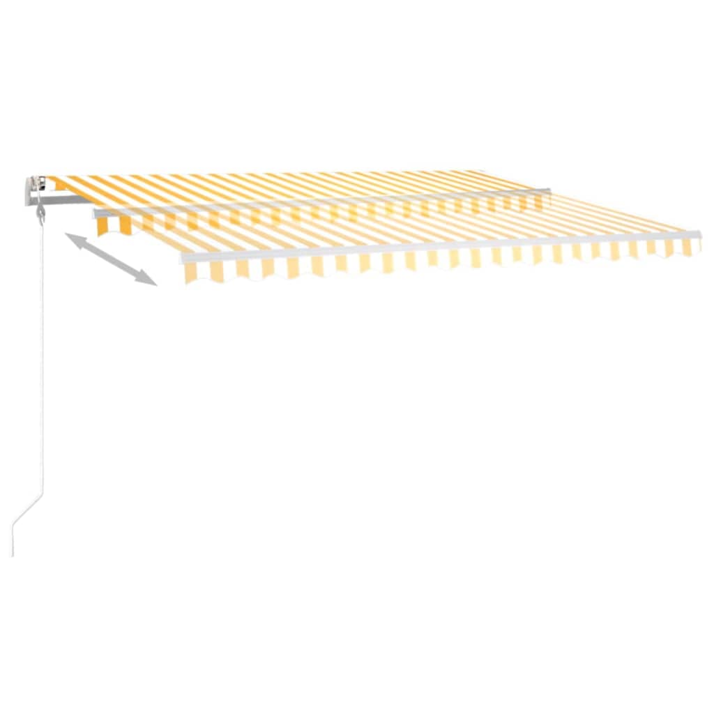 Tenda da Sole Retrattile Manuale LED 4,5x3 m Gialla Bianca - homemem39